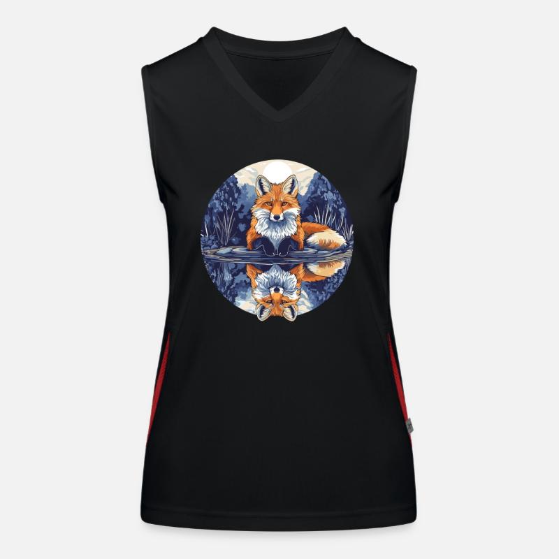 Fuchs mit Spiegelbild Funktionelles Kontrast-Tank Top für Frauen