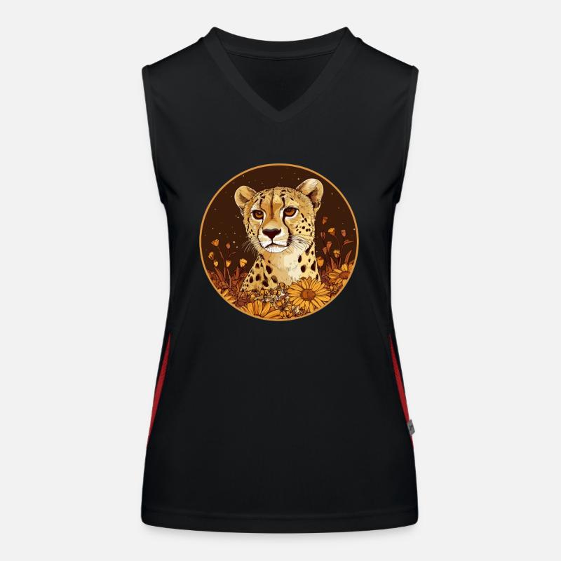 Gepard im Blütenfeld Funktionelles Kontrast-Tank Top für Frauen
