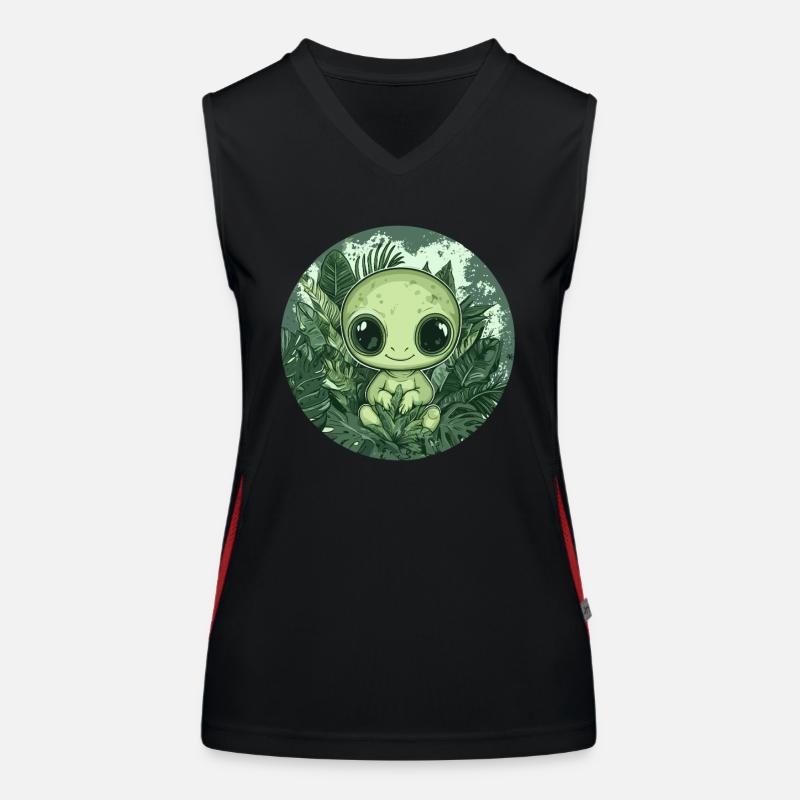 Alien vert dans la jungle Débardeur respirant contrasté Femme