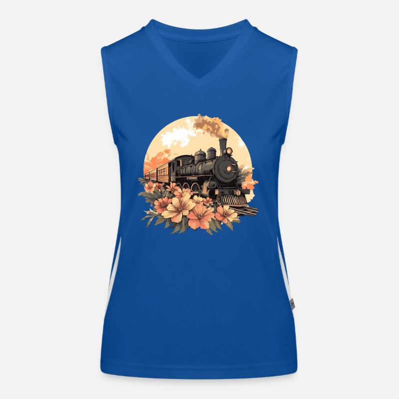 Nostalgischer Zug mit Blumen Funktionelles Kontrast-Tank Top für Frauen