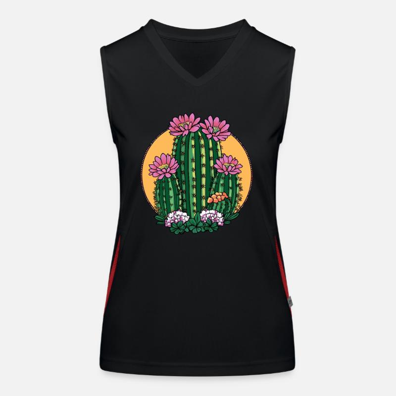 Blooming cactus in sunset Women's Functional Contrast Tank Top