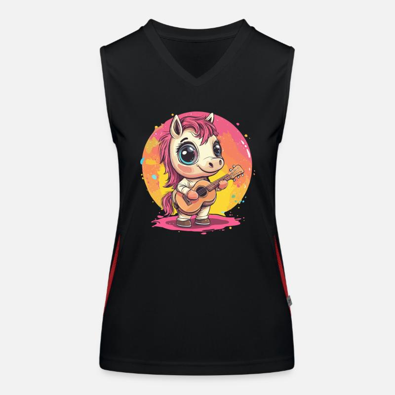 Pony mit Gitarre Funktionelles Kontrast-Tank Top für Frauen