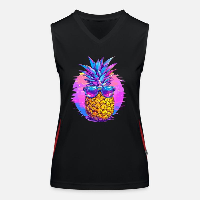 Ananas mit Retro Sonnenbrille Funktionelles Kontrast-Tank Top für Frauen