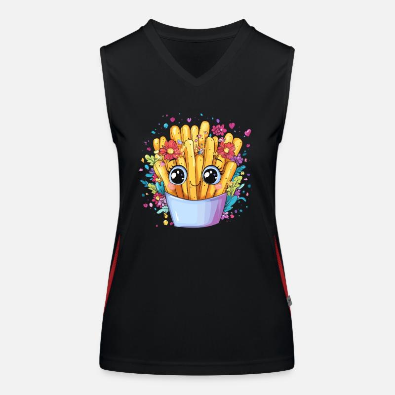 Pommes mit Blumenkranz Funktionelles Kontrast-Tank Top für Frauen