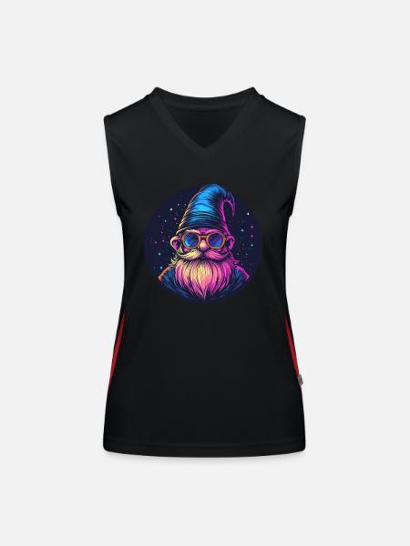 Space Dwarf Retro Look - Women's Functional Contrast Tank Top - black/red - Front