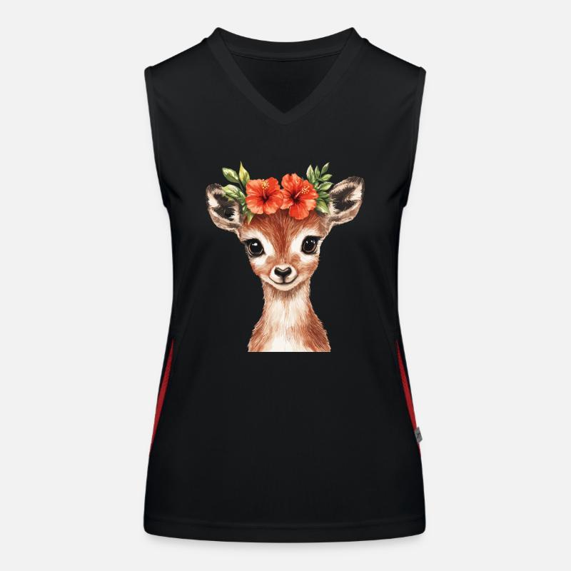 Deer with flower wreath Women's Functional Contrast Tank Top