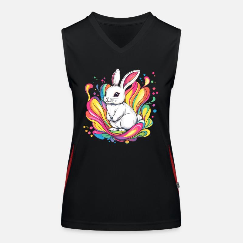 Lapin blanc avec des couleurs Débardeur respirant contrasté Femme