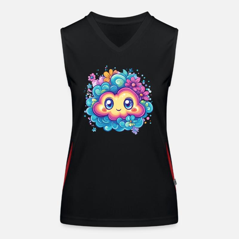 Cute Cloud with Flowers Women's Functional Contrast Tank Top