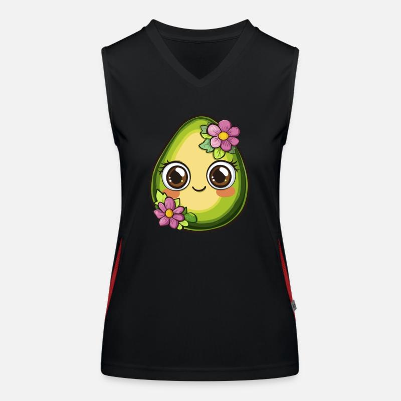 Süße Avocado mit Blumen Funktionelles Kontrast-Tank Top für Frauen