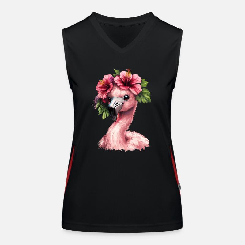 Flamingo mit Hibiskus Funktionelles Kontrast-Tank Top für Frauen