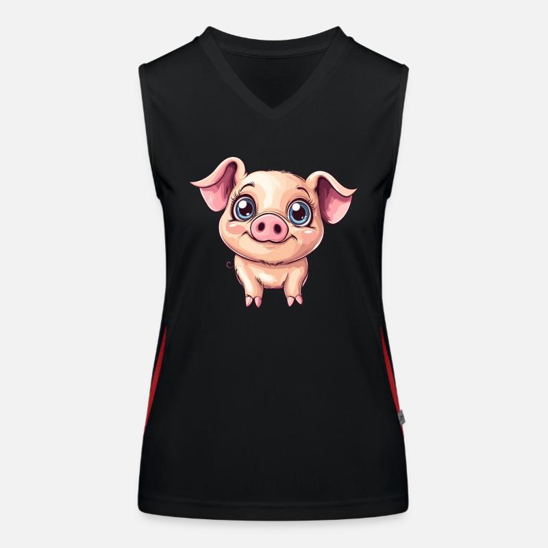 Sourires mignons de cochon Débardeur respirant contrasté Femme