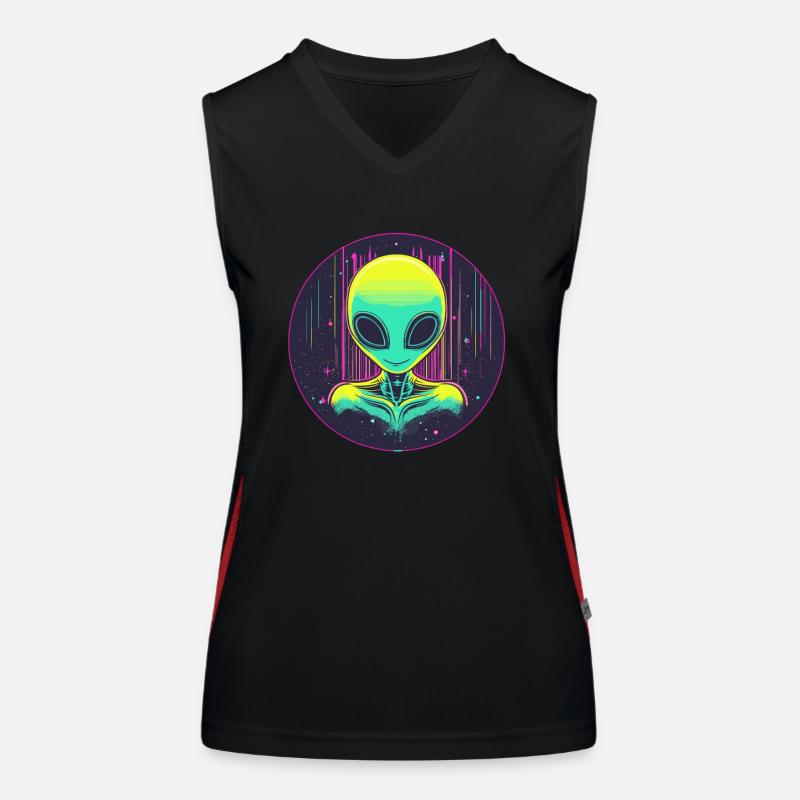 Neon Alien in Space Women's Functional Contrast Tank Top