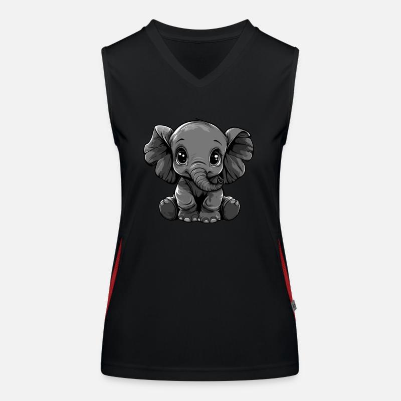 Black and White Baby Elephant Women's Functional Contrast Tank Top