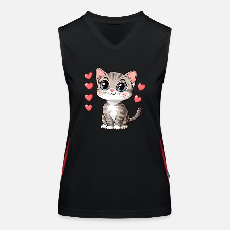 Mignon chat amour illustration Débardeur respirant contrasté Femme
