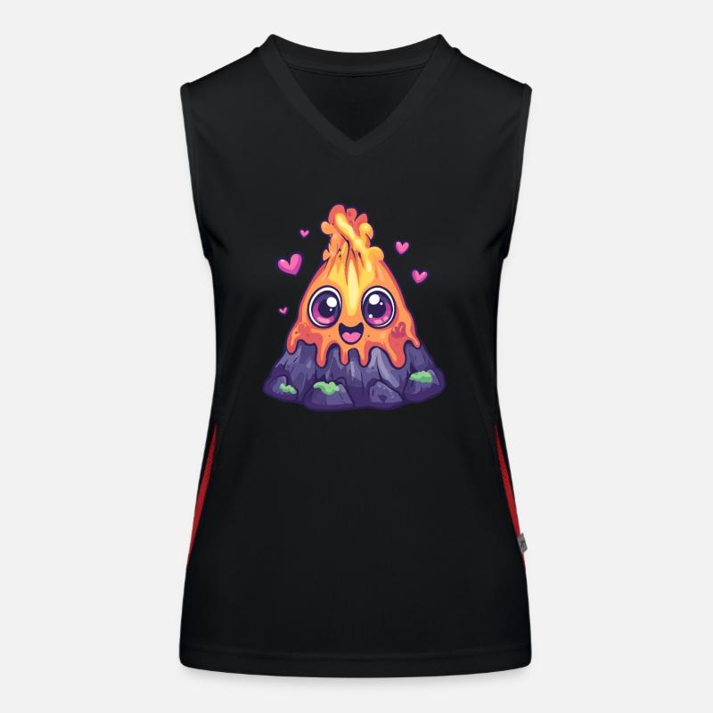 Vulkan mit Herzchen Funktionelles Kontrast-Tank Top für Frauen