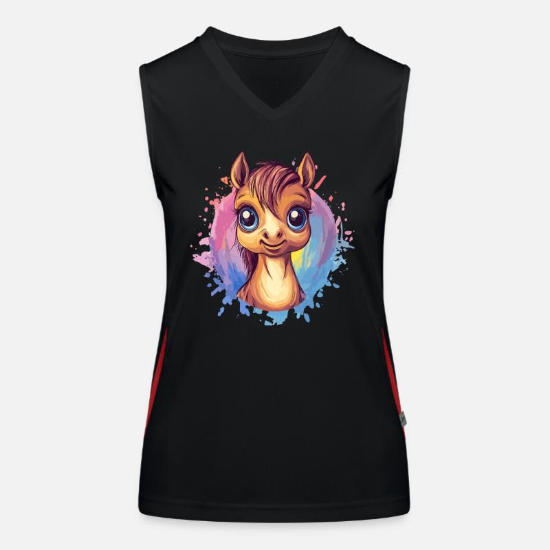 Smiling Pony Portrait Women's Functional Contrast Tank Top