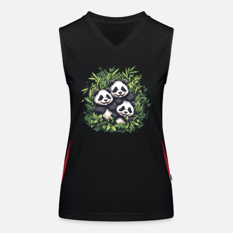 Trois pandas en bambou Débardeur respirant contrasté Femme