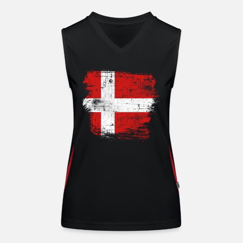 Denmark Flag Women's Functional Contrast Tank Top