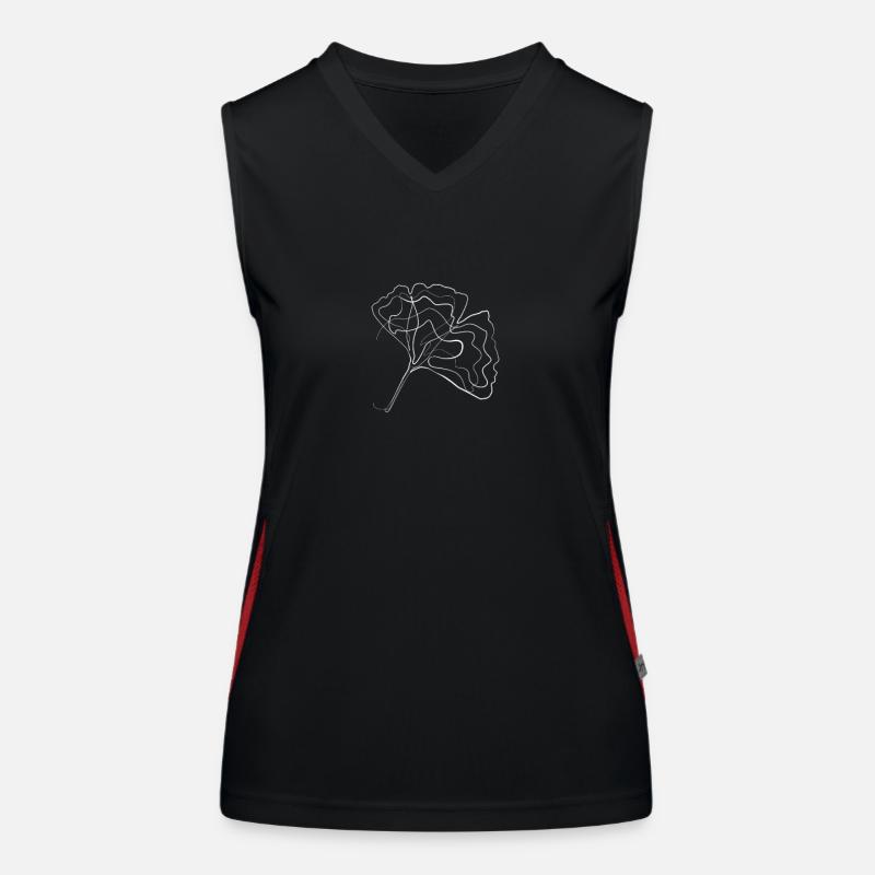 Ginkgo leaf - one line drawing Women's Functional Contrast Tank Top