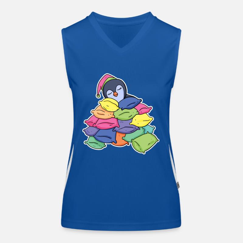 Schlafender Pinguin Funktionelles Kontrast-Tank Top für Frauen