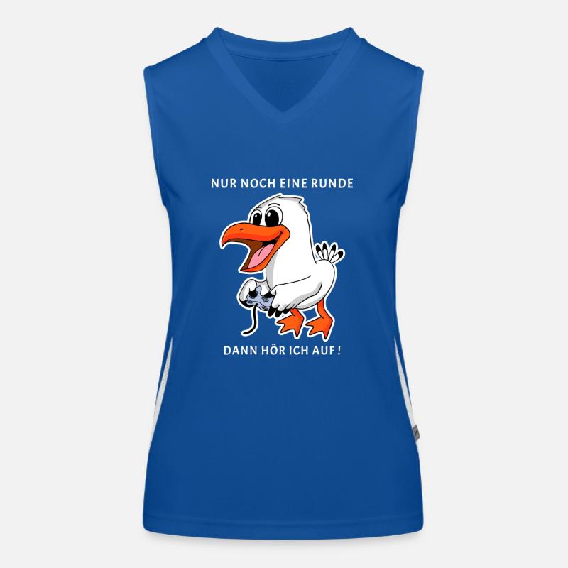 Gamer Geschenk Spruch Noch eine Runde Möwe Nordsee Funktionelles Kontrast-Tank Top für Frauen