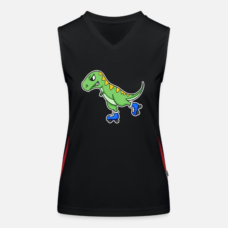 Inline Skating Dinosaur Women's Functional Contrast Tank Top