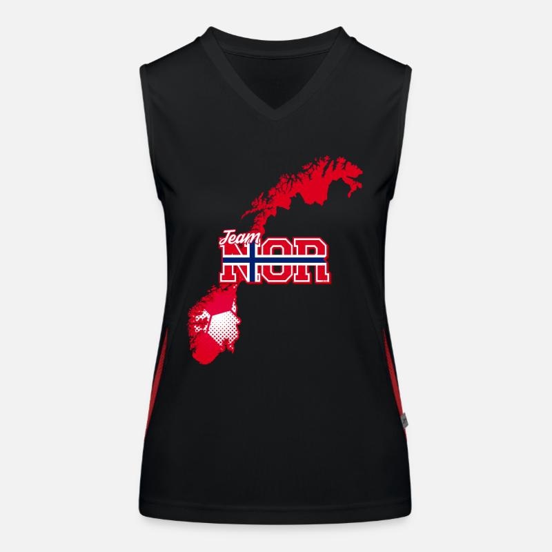 Team NOR Map Norway with Ball Pattern Women's Functional Contrast Tank Top