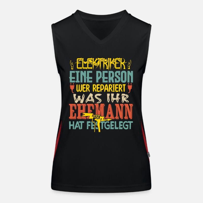 Elektriker ich bin der verrückte Elektriker Funktionelles Kontrast-Tank Top für Frauen