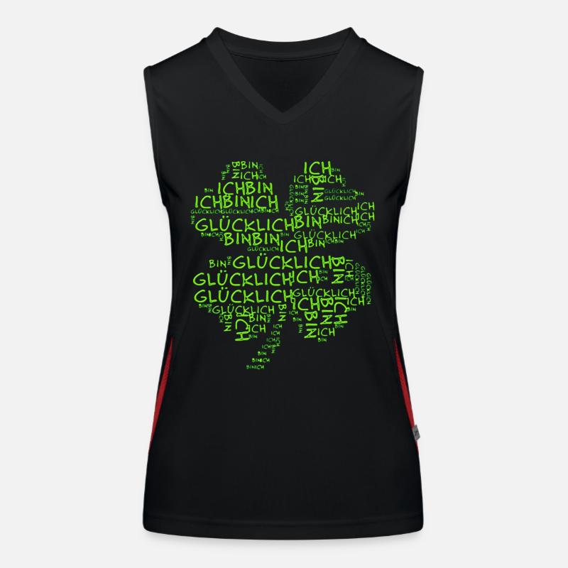 ICH BIN GLÜCKLICH - Kleeblatt Funktionelles Kontrast-Tank Top für Frauen