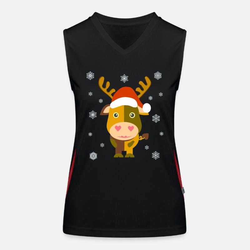 Weihnachtskuh / Santa Cow /Illustration Comicstyle Funktionelles Kontrast-Tank Top für Frauen