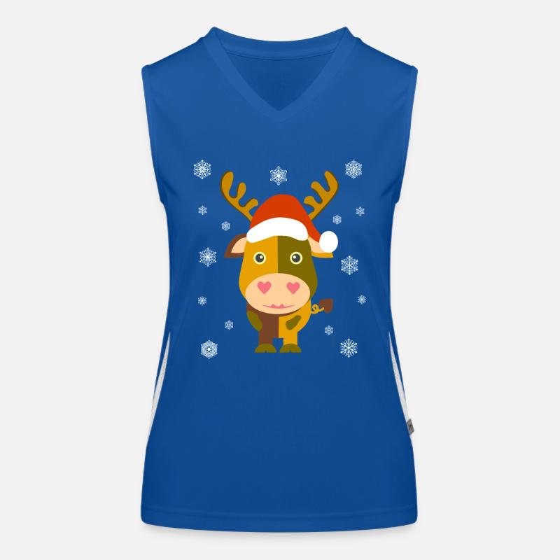Weihnachtskuh / Santa Cow /Illustration Comicstyle Funktionelles Kontrast-Tank Top für Frauen