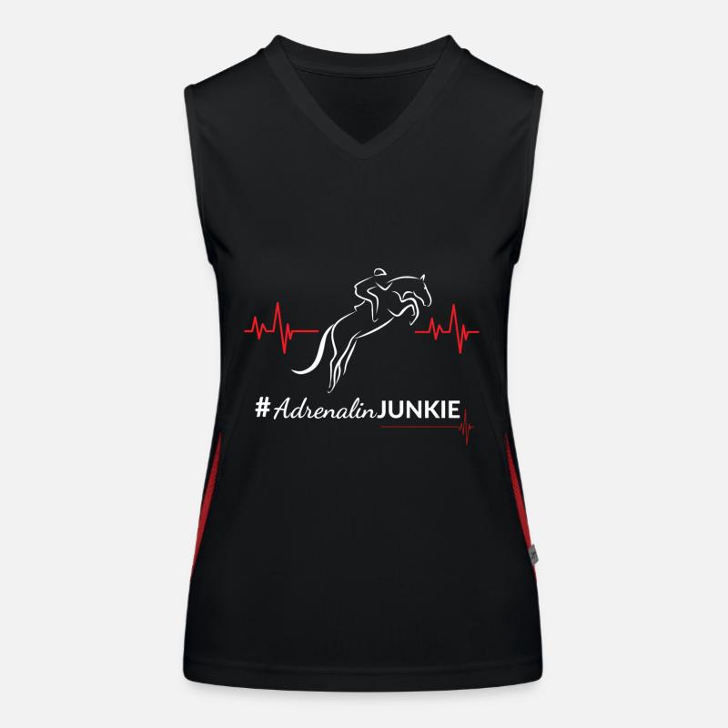 Motif cavalier d’obstacles « #AdrenalinJunkie » Débardeur respirant contrasté Femme