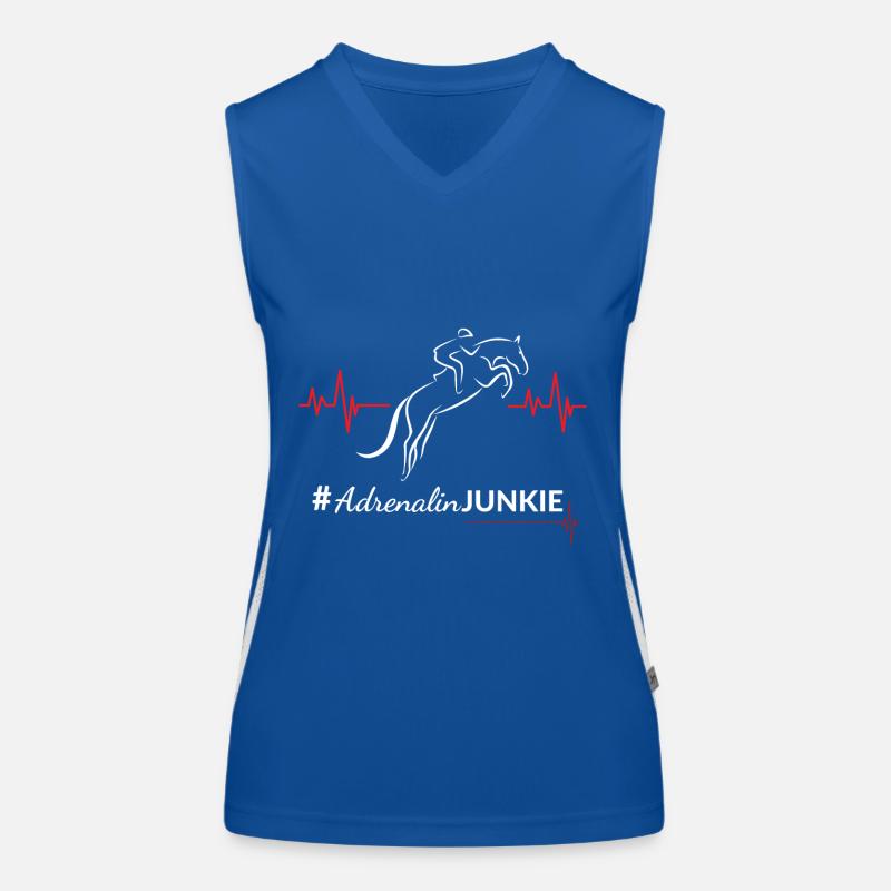 Motif cavalier d’obstacles « #AdrenalinJunkie » Débardeur respirant contrasté Femme