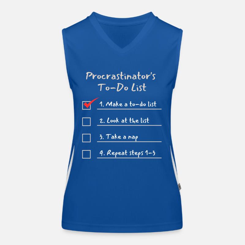 To-Do-Liste des Zauderers - Dunkler Hintergrund Funktionelles Kontrast-Tank Top für Frauen