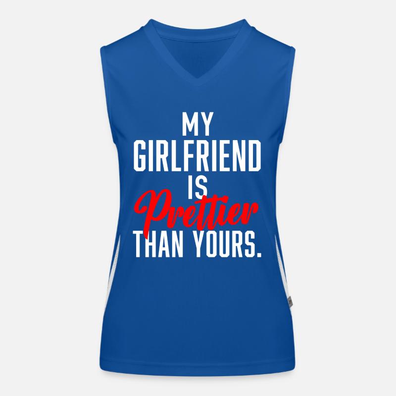 My Girlfriend is prettier than yours. Funktionelles Kontrast-Tank Top für Frauen