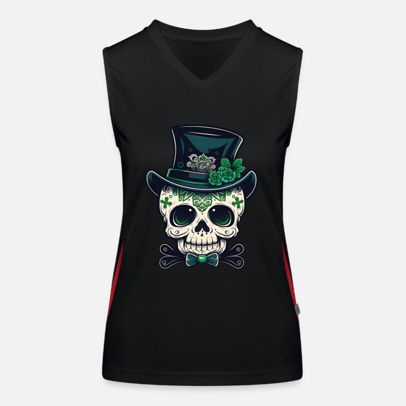 Sugar Skull St Patrick's Day, Irish Sugar Skull Women's Functional Contrast Tank Top