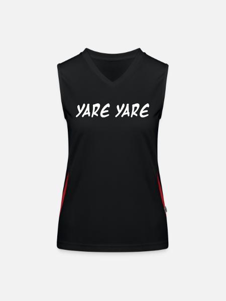 Anime Zitat Yare Yare - Anime Shirt - Funktionelles Kontrast-Tank Top für Frauen - Schwarz/Rot - Vorne