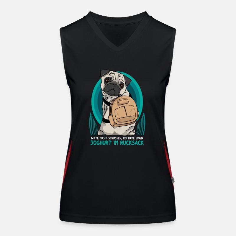 Bitte nicht schubsen! Joghurt im Rucksack. Funktionelles Kontrast-Tank Top für Frauen