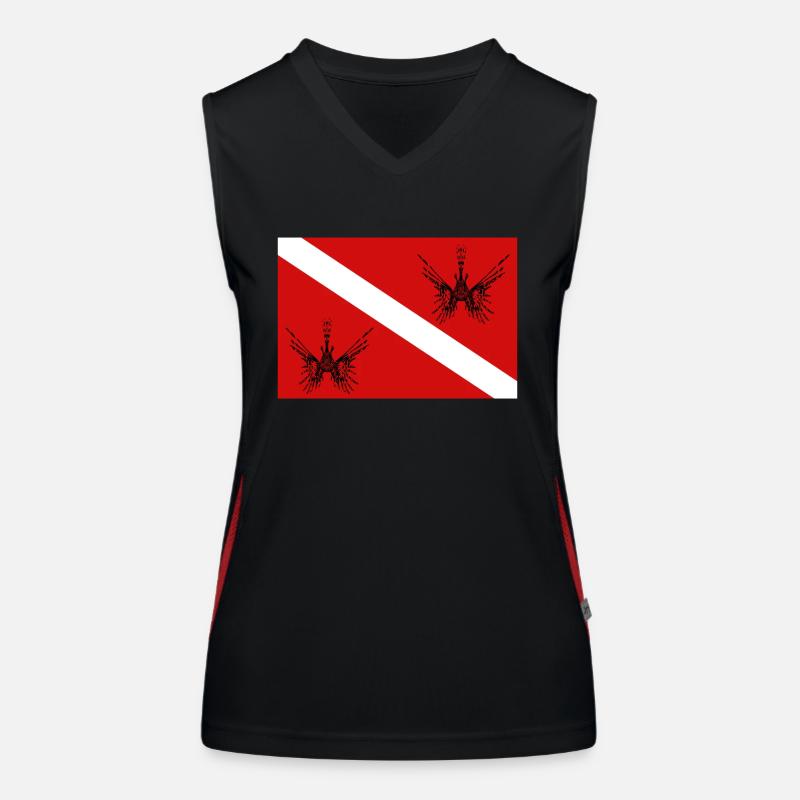 Diving flag with lionfish Women's Functional Contrast Tank Top