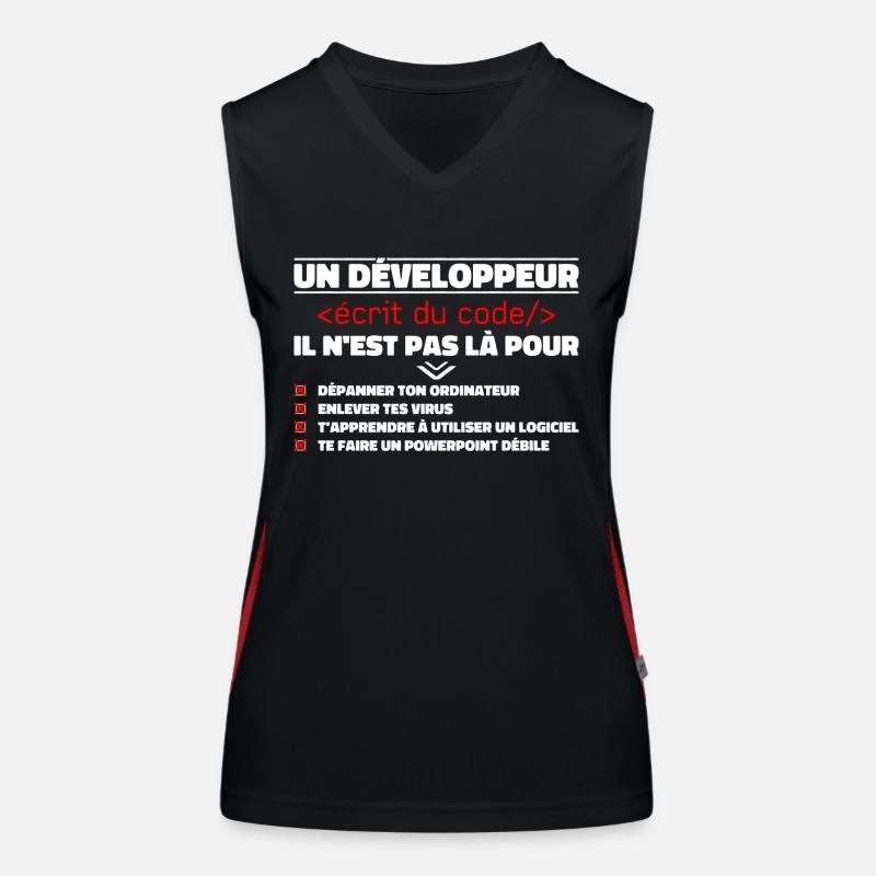 Un Développeur Écrit du Code Cadeau Débardeur respirant contrasté Femme