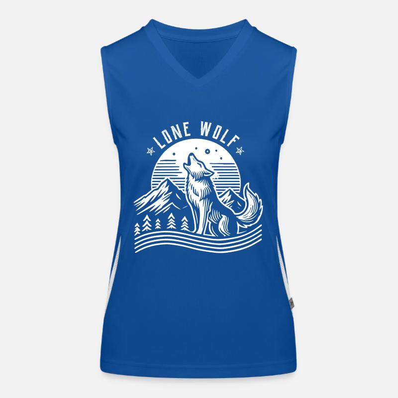 Vintage Lone Wolf T Shirt Heulender Wolf Design Funktionelles Kontrast-Tank Top für Frauen