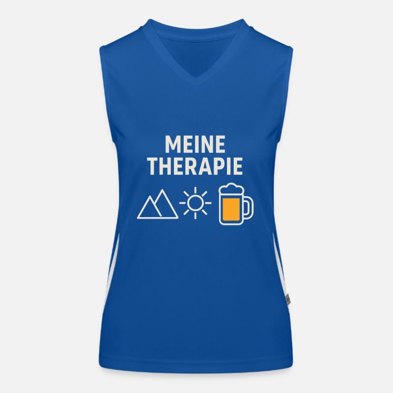 Therapie - Berge, Bier, Sonne Funktionelles Kontrast-Tank Top für Frauen