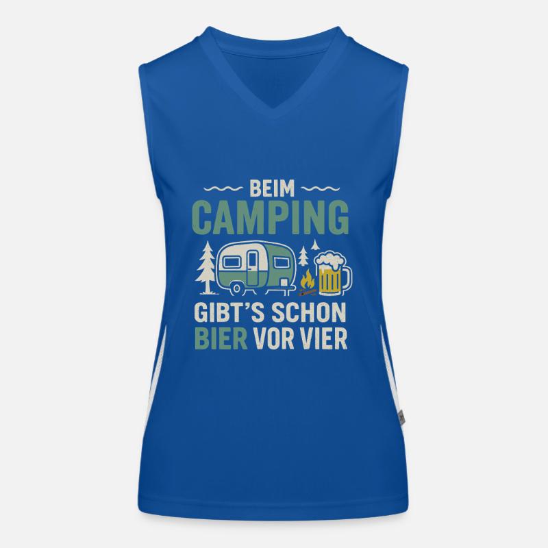 Camping Bier vor vier – Lustiges Camping Design Funktionelles Kontrast-Tank Top für Frauen