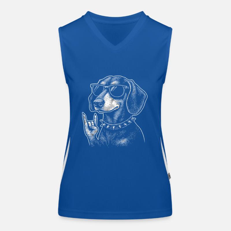 Rock’n’Roll Dachshund – Chien avec style Débardeur respirant contrasté Femme