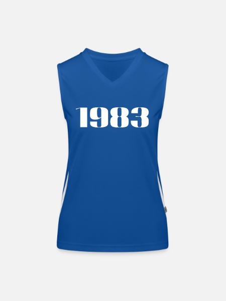 1983 - Cadeau né en 1983 - Débardeur respirant contrasté Femme - bleu/blanc - Devant