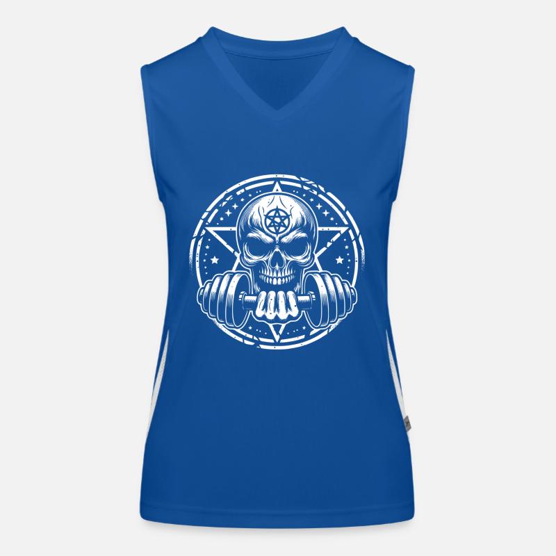 Skull Hantel und Pentagramm Bodybuilding Workout Funktionelles Kontrast-Tank Top für Frauen
