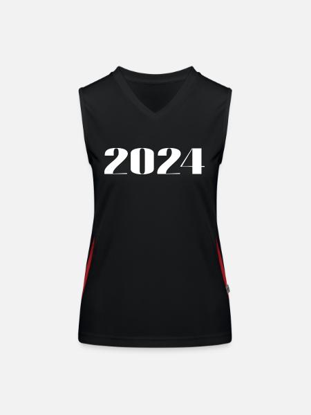 2024 - Cadeau né en 2024 - Débardeur respirant contrasté Femme - noir/rouge - Devant