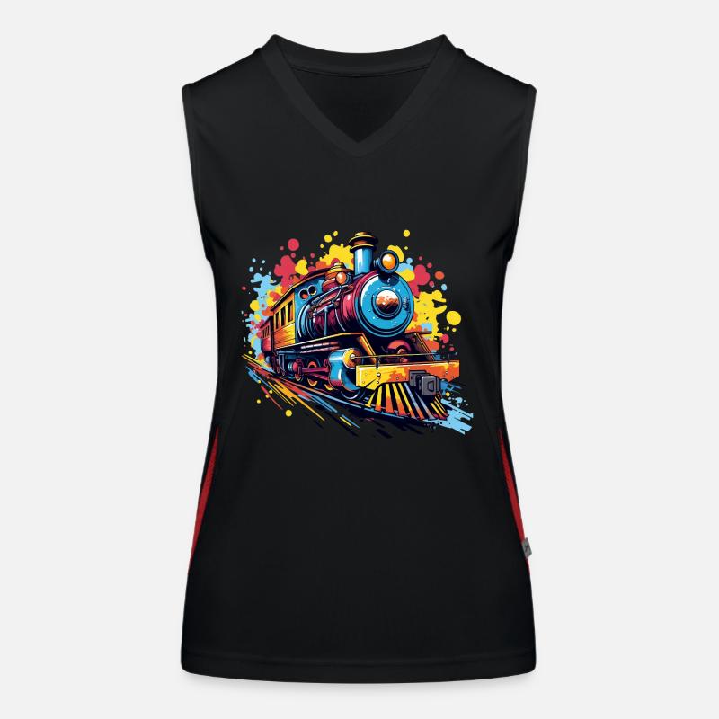 Bunter Zug Funktionelles Kontrast-Tank Top für Frauen