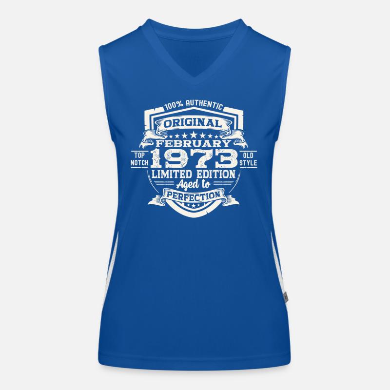 February born 1973 50th birthday gift man Women's Functional Contrast Tank Top