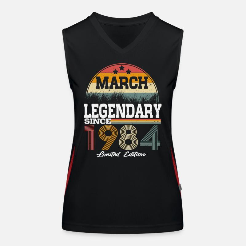 Legends were born in March 1984 - Women's Functional Contrast Tank Top - black/red